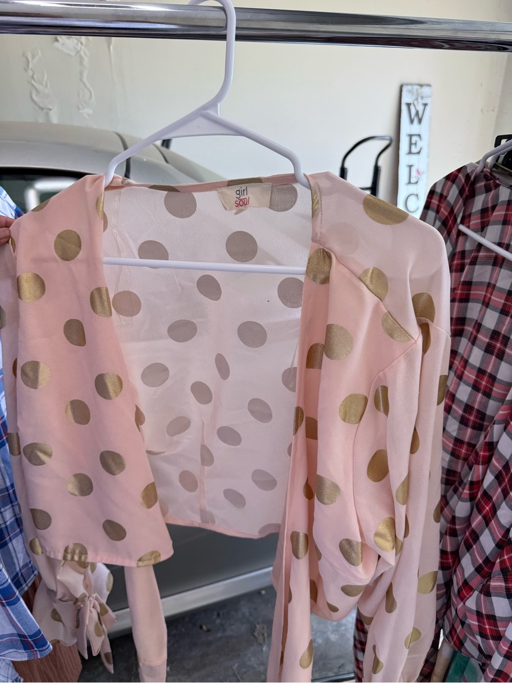 Girl Soul Pink & Gold Polka Dot Crop Top